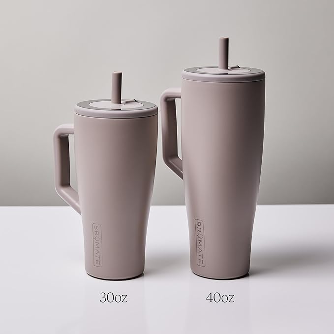 BrüMate Era 30 oz Tumbler with Handle and Straw | 100% Leakproof Insulated Water Bottle Tumbler with Lid and Flexible SoftSip Straw | Made of Stainless Steel | Cup Holder Friendly | 30oz (Guava)