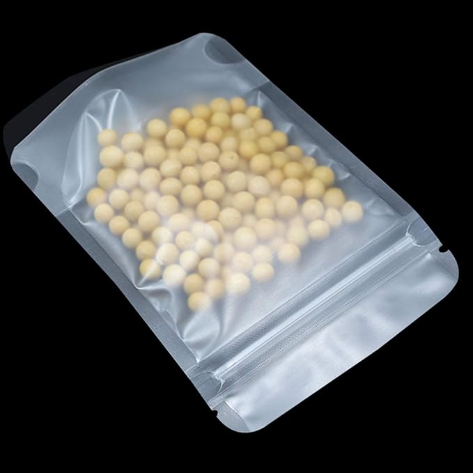 PABCK 100 Pcs 4.3x7.1 inch Resealable Stand Up Bags Matte Clear Zipper Lock Heat Seal Pouches with Tear Notch for Zip Food Storage Lock Packing