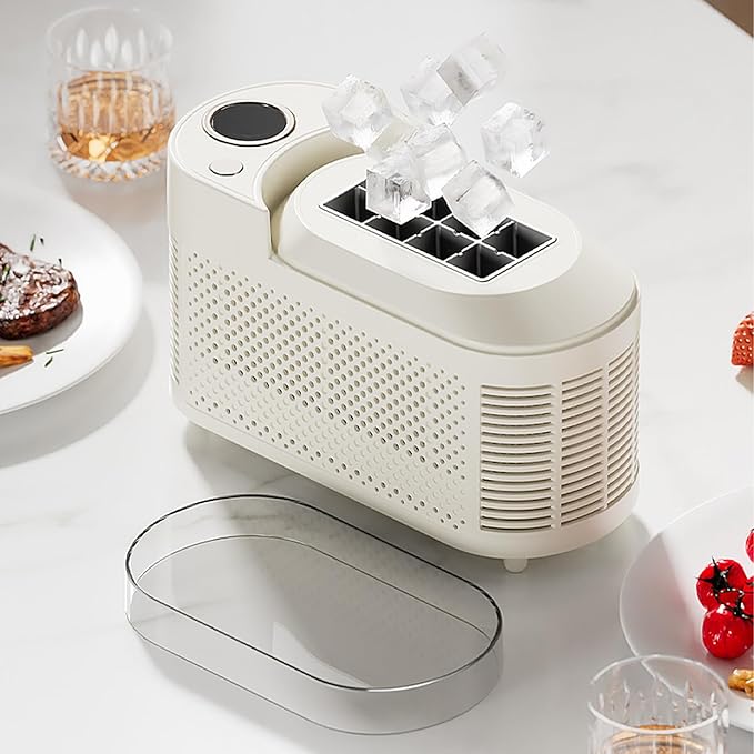 mini Ice Maker Machine Counter Top for Home, Portable Small Clear Ice Cube Maker, ce Ready in 10 Mins, Low Noise & Energy Saving, Easy to Clean (White Standard)