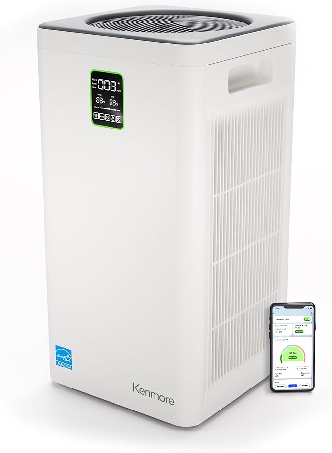 Kenmore PM4030 Air Purifier with H13 True HEPA Filter, Covers Up to 2300 Sq.Foot, 24db SilentClean 3-Stage HEPA Filtration System, 5 Speeds for Home Large Room, Kitchens & Bedroom