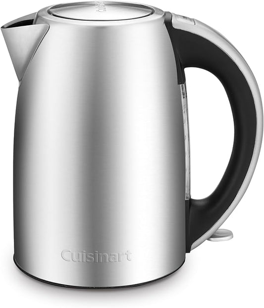 Cuisinart 1.7-Liter Electric Kettle, Cordless Electric Tea Kettle, 1500-Watts for Fast Heat-Up of Water, Stay Cool Nonslip Handle, Auto Shutoff, Removable Filter, JK-17P1, Stainless Steel