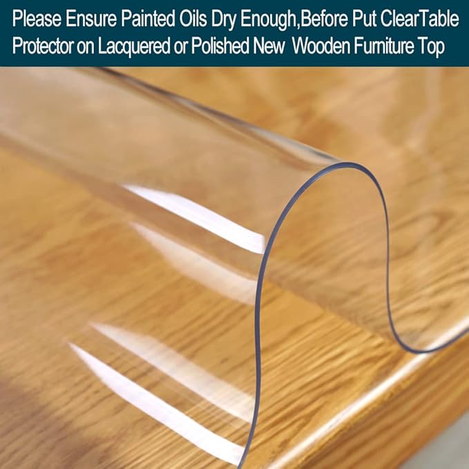 Wadrac Custom Multisize 1.5mm Thick Frosted PVC Table Cover Protector Waterproof Rectangular Protective Table Pad for Console Table Media Stand/Wood Dresser Bench Counter Tops 19x63 Inch Waterproof