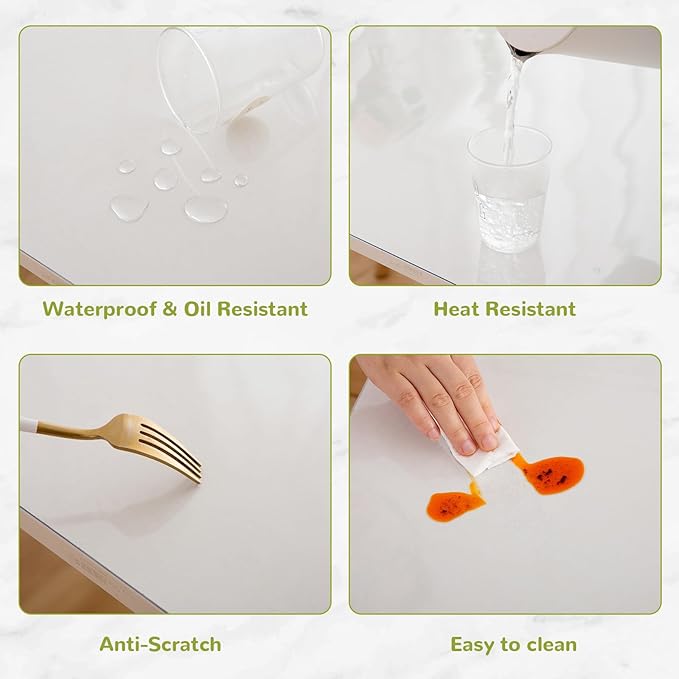 48 x 120 Inch Clear Table Cover Protector, Clear Table Protector for Dining Room Table, 1.5mm Plastic Table Cover, Waterproof Table Pad for Kitchen, Office