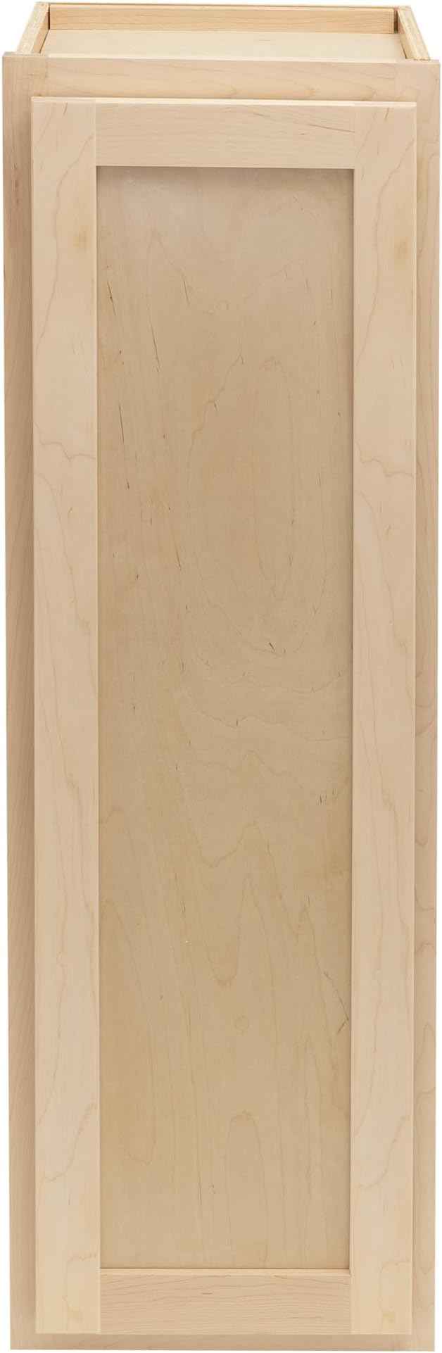 Quicklock RTA (Ready-to-Assemble) 42" Tall Wall Kitchen Cabinets - Shaker Style | 100% Hardwood | Made in America | Soft Close Hardware (Raw Maple, 12" D x 15" W x 42" H)
