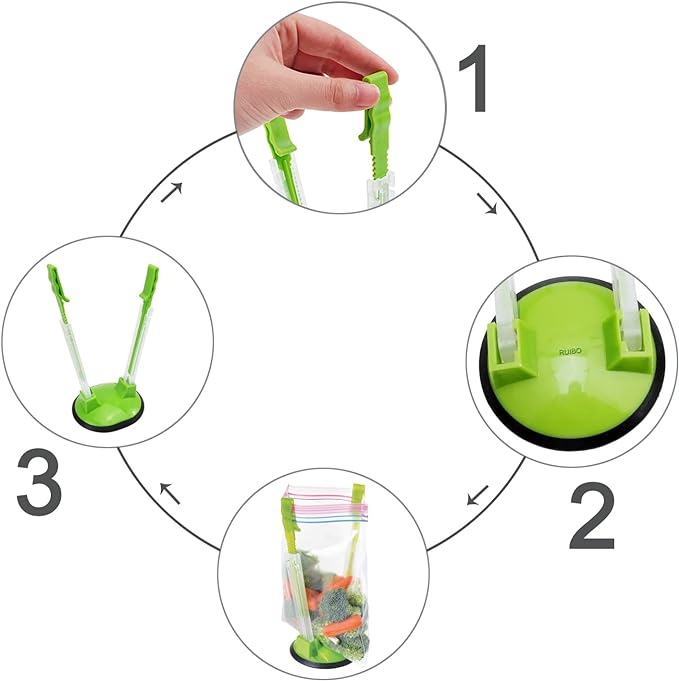 Ziplock Bag Holder Stand Adjustable For Plastic Freezer Bags/Hands Free Baggy Rack Gallon Bag Holder Stand,6 Pack/6pcs