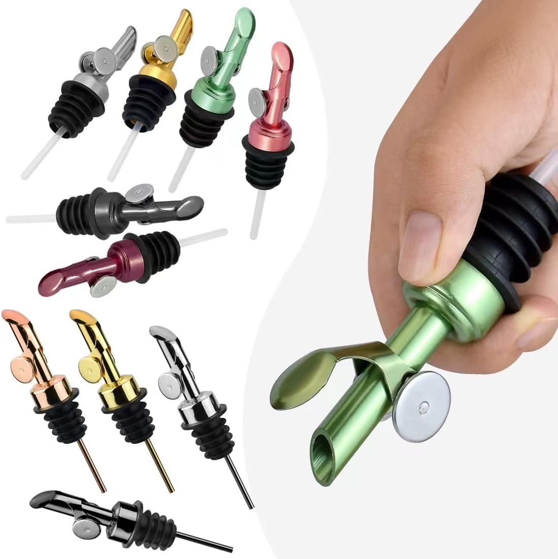 MEETSWEET Olive oil dispenser nozzle, pouring nozzle, 304 stainless steel automatic opening and closing nozzle, suitable for olive oil, vinegar, wine, and other liquid bottles (304 gold) 2PCS…