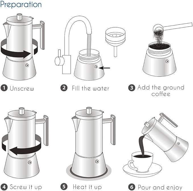 Easyworkz Pedro Stovetop Espresso Maker 6Cup 300ml, Bundled Espresso Steaming Pitcher Stainless Steel 20 oz Coffee Frothing Picther Milk Jug Cappuccino Latte Art Cup, Black