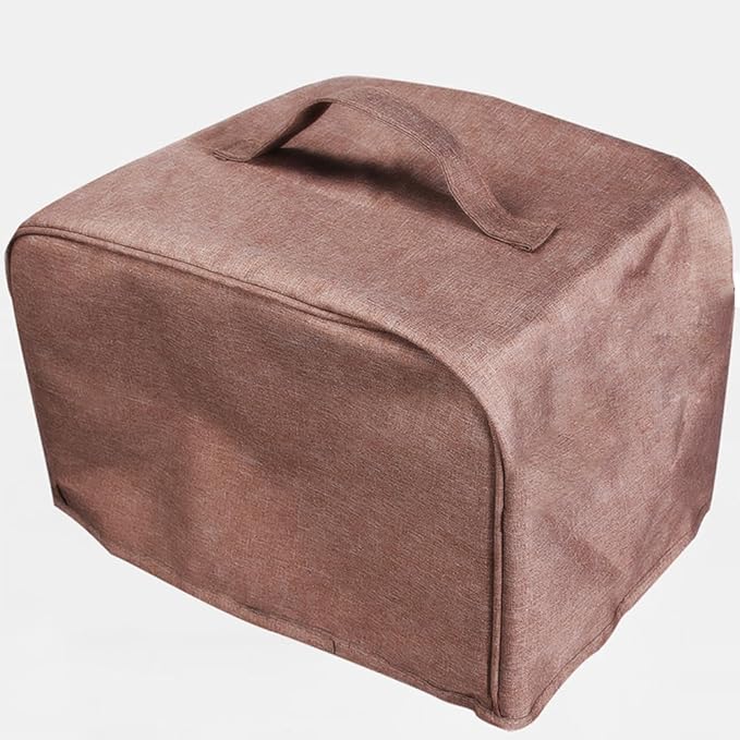 FLR Large 4 Slice Toaster Cover with Pockets, Can Hold Toaster Tongs and Knife, Dust-proof & Oil Proof, Fit Most Large Toasters. (Rice Coffee, 16' x 7.5' x 8')
