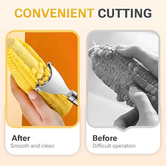Corn Peeler Cob Stripper, Stainless Steel Cob Remover, Corn Planer Cutter Thresher Scraper, Stripping Tool for Home Kitchen, Corn Scraper 3 PCS