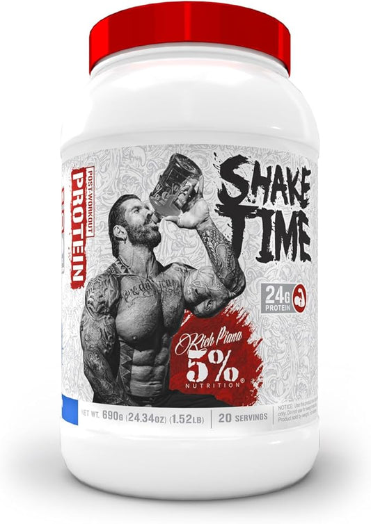 5% Nutrition Rich Piana Shake Time | 26G Animal Based Protein Drink | Grass-Fed Beef, Chicken, Whole Egg (Cookies & Cream)