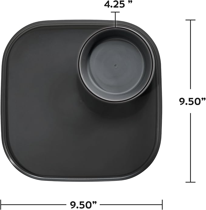 Madesmart Dipware Reusable Dining Plate/Serving Tray for Appetizers and Snacks, Food-Safe Appetizer Serving Platter with Removable Dip Bowl, Ocean