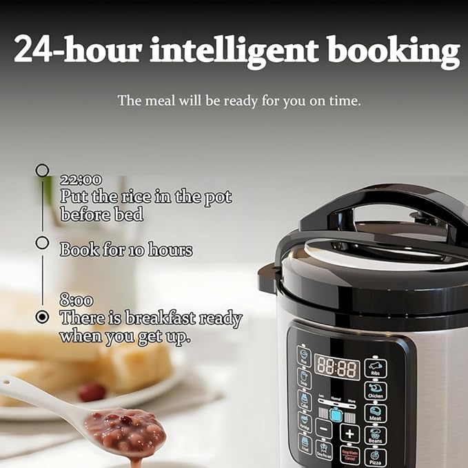 10 In 1 Electric Pressure Cooker, 8 Quart Stainless Steel Multi-Function Electric Cooker, Slow Cooker With 24-Hour Reservation Function, Suitable For Meat, Cake, Congee, Rice, etc