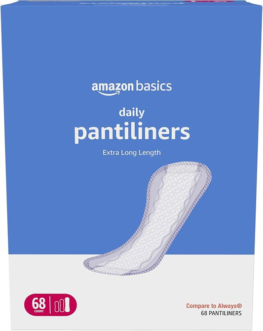 Amazon Basics Daily Pantiliner, Extra Long Length, Pads for Women, Unscented, 68 Count (Previously Solimo)