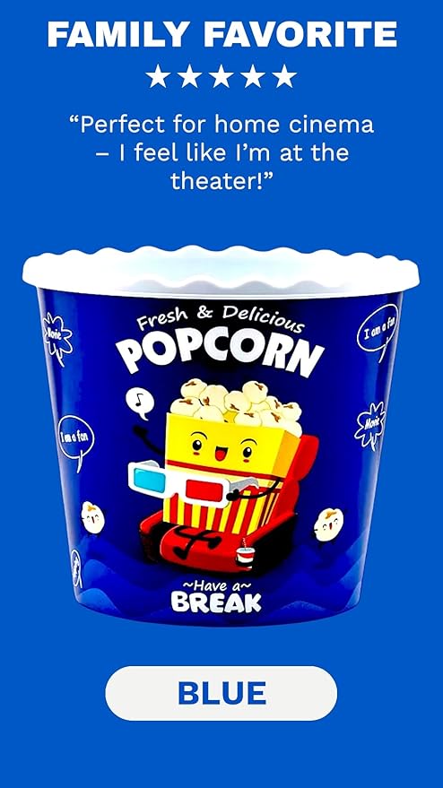 Modern Style Reusable Plastic Popcorn Box/Popcorn Containers/Popcorn Bowls Set for Movie Theater Night - (BPA Free - 8 Pack-75 oz) (8, MIX)