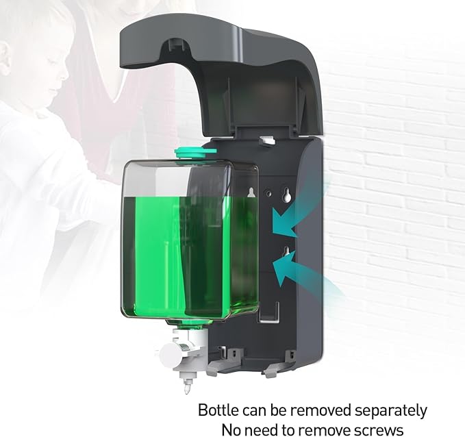 Foaming Hand Soap Dispenser, 35oz (1000ml) Manual Refillable Wall Mount Soap Dispenser, Durable ABS Plastic, for Commercial/Home/Bathroom/Kitchen, Semi-Transparent Black, CHUANGDIAN
