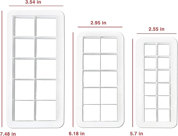 3Pcs White Square Cookie Cutter Set, Geometric Multicutter Cake Fondant Cutter, Square Biscuit Cutters, Easy to Store, Cookie Cutter Baking Tools Baking Tools and Accessories(3 Size)