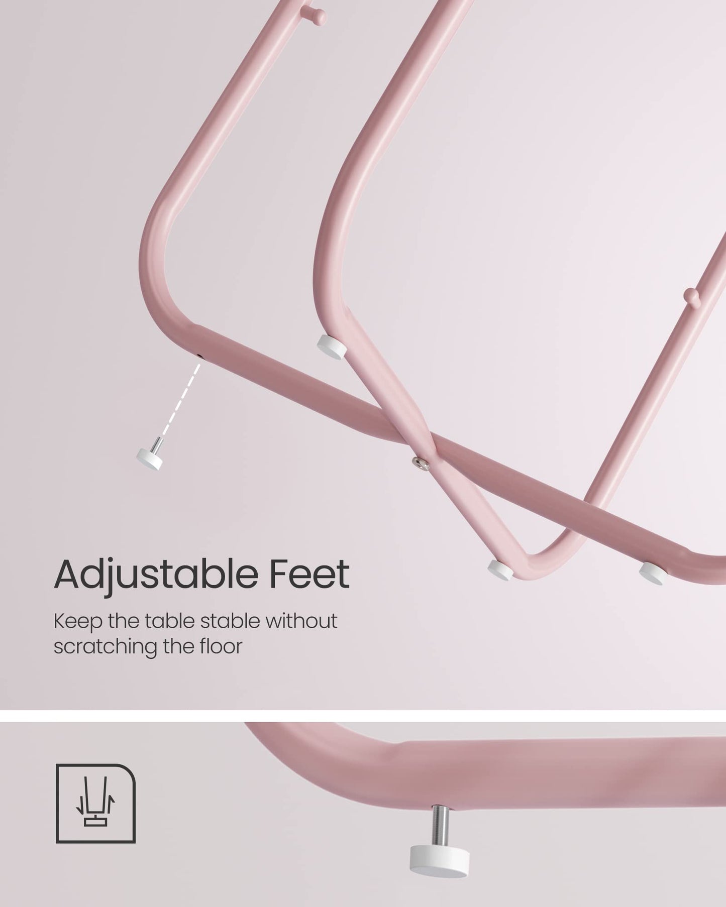 VASAGLE Small Round Side End Table, Modern Nightstand with Fabric Basket, Jelly Pink and Cream White ULET223R61