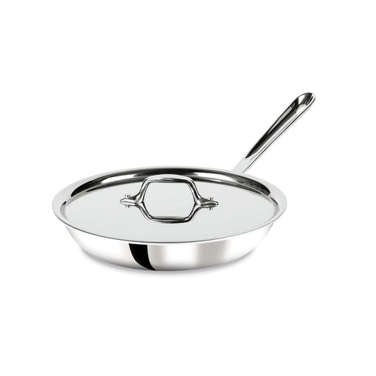 All-Clad D3 3-Ply Stainless Steel Fry Pan With Lid 10 Inch, Induction Compatible, Oven Broiler Safe 600F, Fast and Even Heat, Pots and Pans, Cooking Frying Pan, Skillet, Kitchen, Cookware, Silver