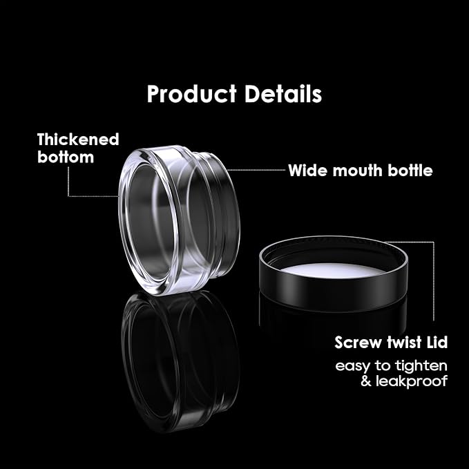 50 Pack 5 Gram 0.17OZ Clear Plastic Containers with Lids, Small Round Cosmetic Jars Makeup Travel Containers Jar for Cream, Bead, Eye Shadow, Samples, Jewelry, Lotions, Powders, Glitters Lip Gloss