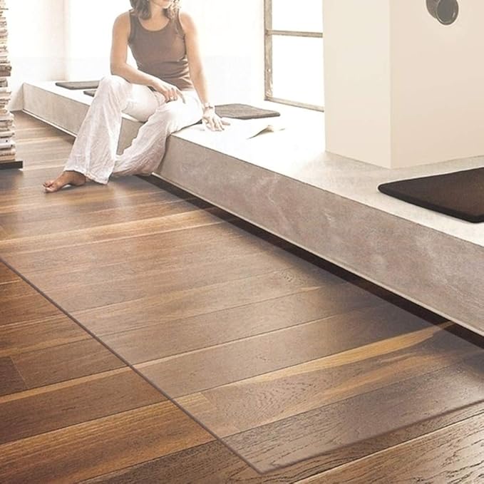 NECAUX Custom 40 x 75 Inch Frosted Table Cover Protector, 1.5mm Thick Wood Grain Transparent Table Pad Non-Slip Tablecloth Plastic Protective Pad for Dining Room Table Conference Table Trainning Table