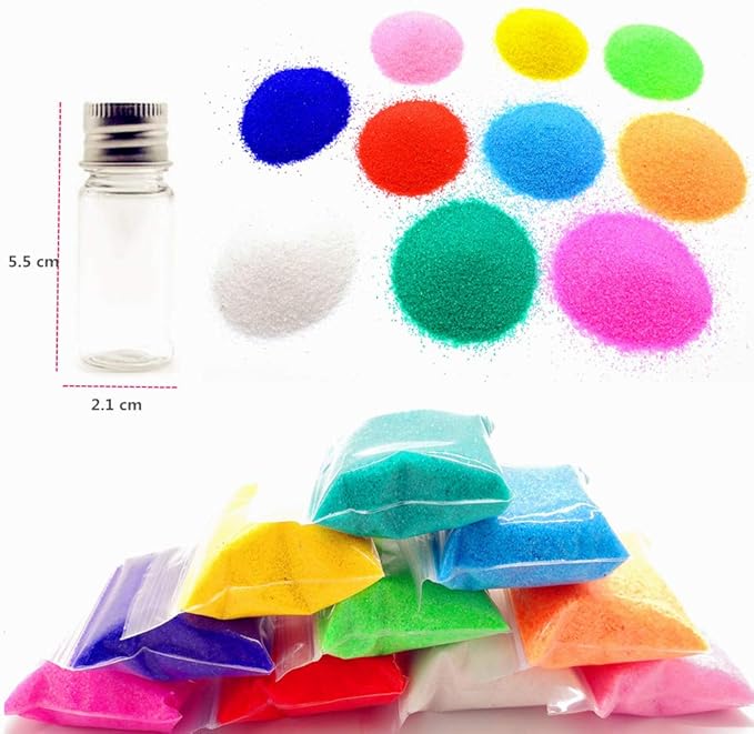 Guaishou DIY Sand Art and Crafts Kit Wishing Bottles Colorful Sands Beach Sea Shells Message Paper