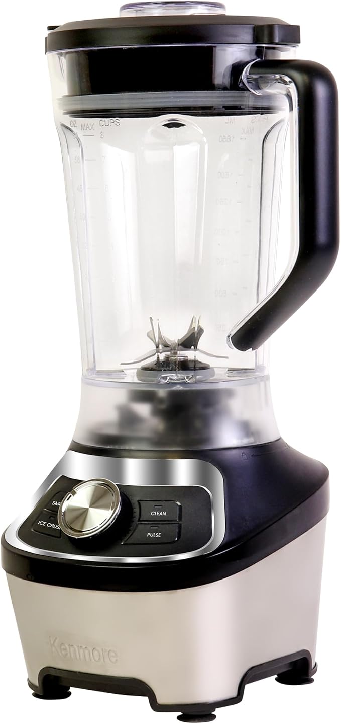 Kenmore Countertop Blender – Electric Mixer for Smoothies, Ice Crush & Pulse Function, Heavy Duty Tritan plastic Pitcher licuadora With 6 Speed, Kitchen Appliance, Dishwasher-Safe Jar, Black