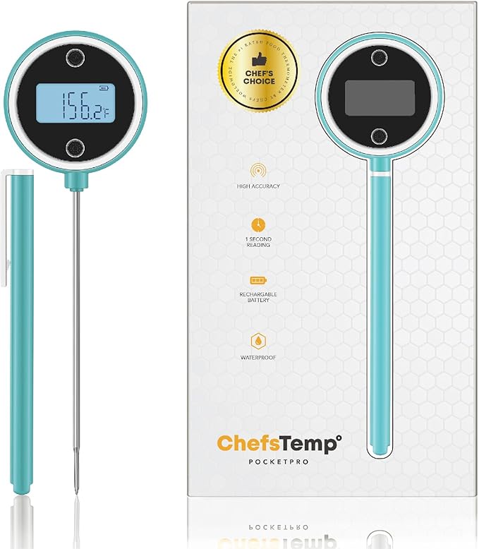 CHEFSTEMP Pocket Pro Instant Read Meat 1-Second Digital Meat Thermometer for Grilling, Food, BBQ, Kitchen Cooking, Oil Deep Frying & Candy (Light Blue)
