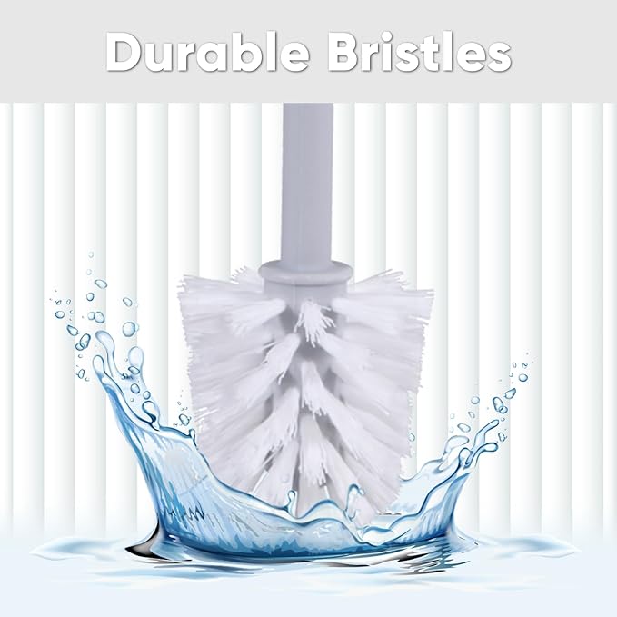 Superio Decorative Plastic Toilet Bowl Brush and Holder Set, Cleaner Scrubber for Bathroom (2, Stone Blue)