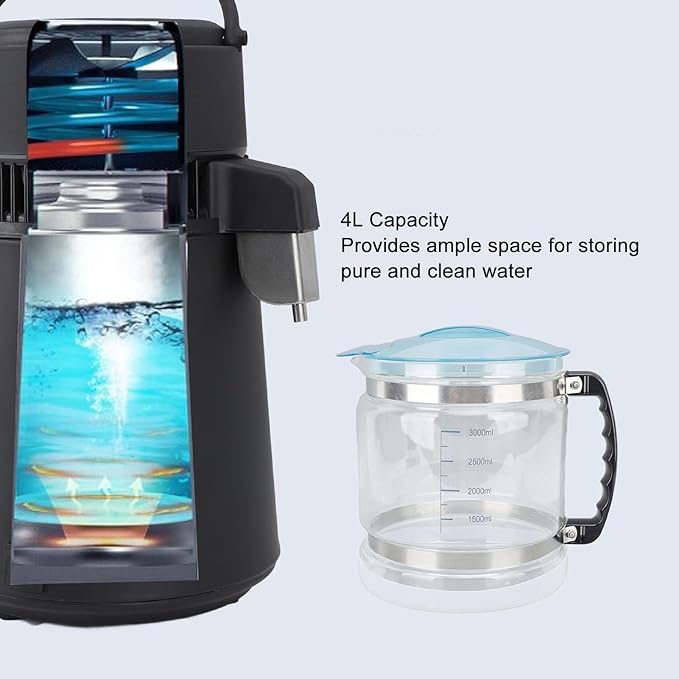 4L Water Container for Distiller, Multipurpose Glass Collection Bottle for Countertop Home Beauty Distillers, Replacement Glass jar for Home Beauty Water Distiller
