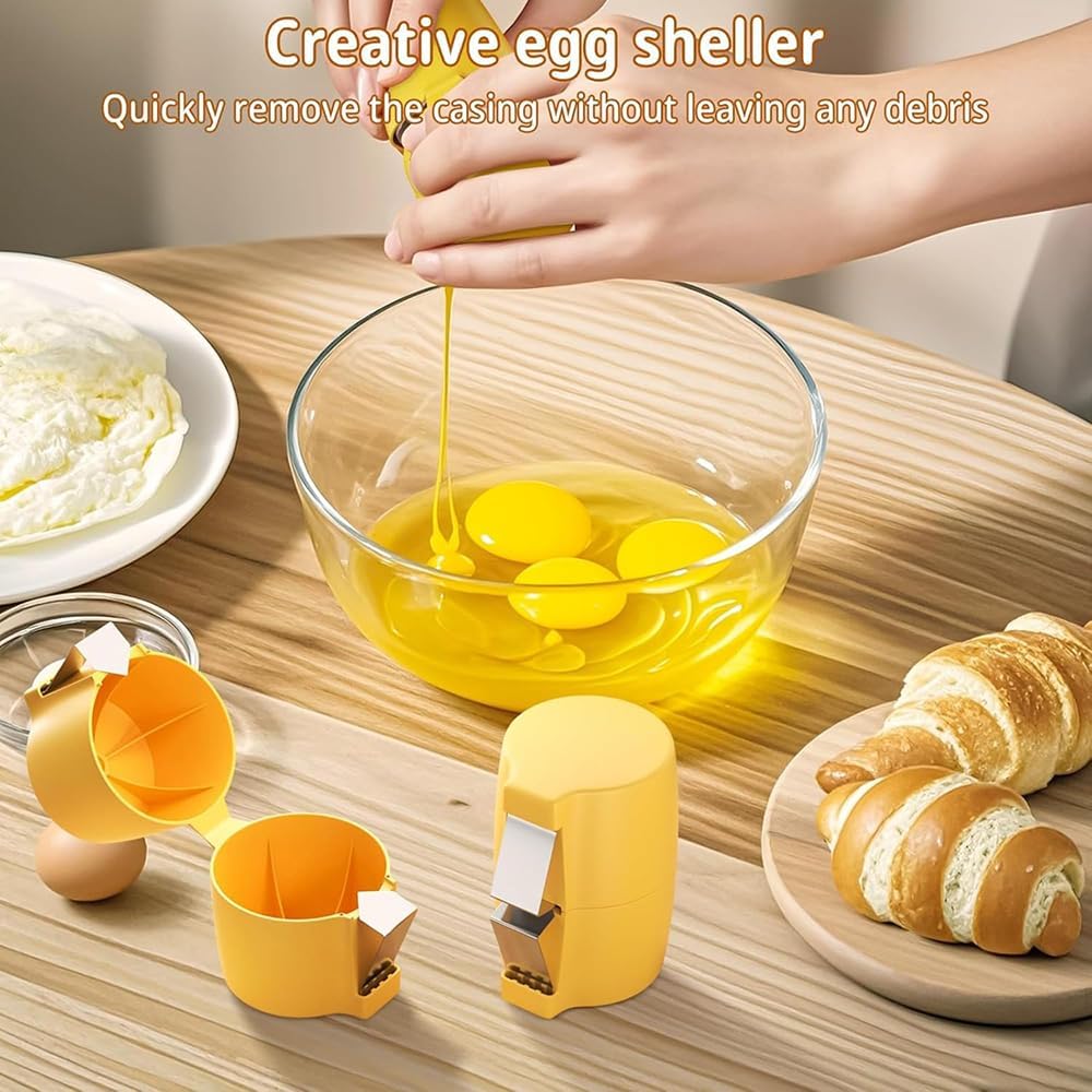 3 Pcs Egg Shell Opener Remover, Eggs Peeler Separator for Boiled and Raw Eggs, Stainless Steel Eggshell Cutter Kitchen Tools for Cooking and Breakfast Prep (Orange)