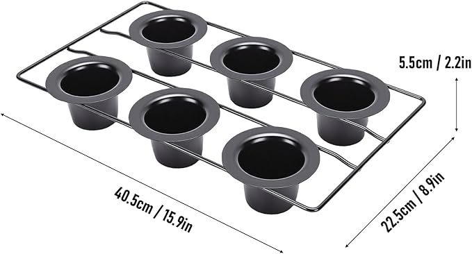 GLOGLOW 6 Cup Popover Pans, Deep Non Stick Sturdy Heavyweight Carbon Steel Bakeware Easy to Popover Pan for Pudding Muffins Popovers Baking