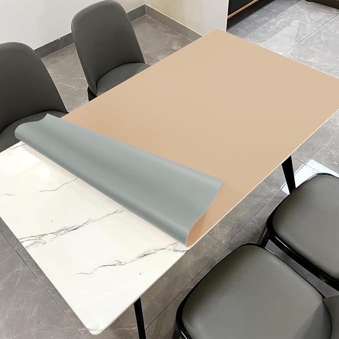 Leather Table Cover,1.8mm Thick,36x54 Inch Table Protector,Table Protector for Dining Room Table,Table Protectors for Rectangle Tables.(Light Brown+Gray,36x54)