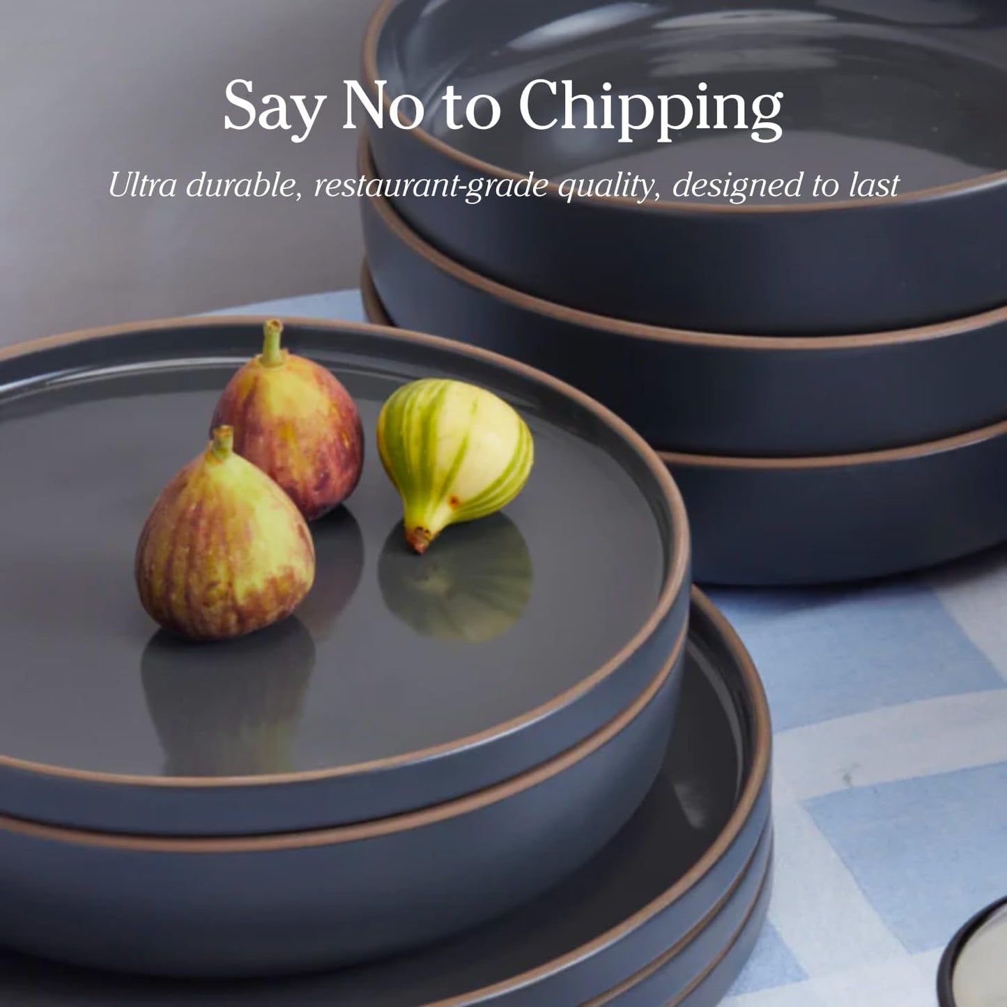Our Place Dinner Bowls - Set of Four 8.5" Handcrafted Ceramic Pasta Bowls | Deep Plate Bowl Hybrid for Salads, Rice & More | Chip-Resistant, Restaurant-Grade, Stackable, Modular Design | Steam
