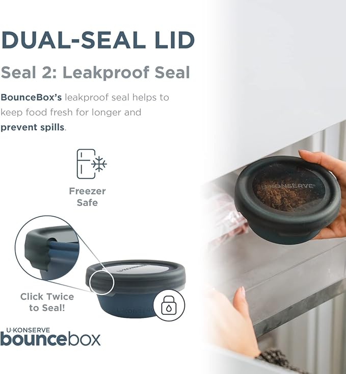 U Konserve Platinum Silicone Food Storage Bento Box Dual Seal Container - Leak Proof, Shatter Proof, Dishwasher Safe, Plastic Free - 8oz (Night Harvest)