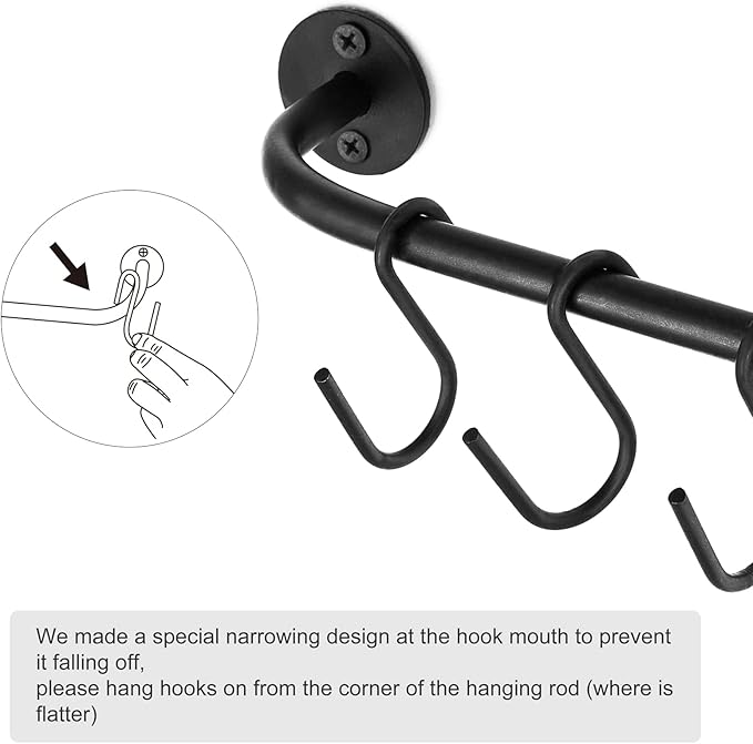 Mkono Mug Holder Wall Mounted Coffee Cup Rack Hanger Modern Metal with 5 Mug Hooks Rustic Utensil Tea Cups Storage Organizer for Kitchen Dining Room Coffee Bar,Black
