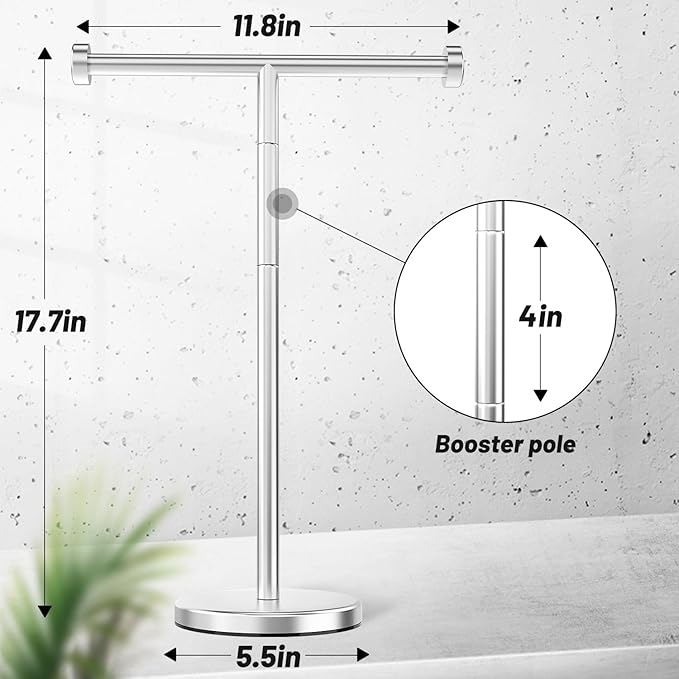 VEHHE Paper Towel Holder Countertop ＆ T-Shape Hand Towel Holder, Height-Adjustable