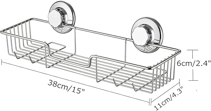 SANNO Suction Cup Shower Caddy with Hooks,Powerful Suction Cup Bathroom Shower Caddies,Bath Shelf Storage Combo Organizer Basket, Bathroom Accessories for Shampoo Conditioner set of 2
