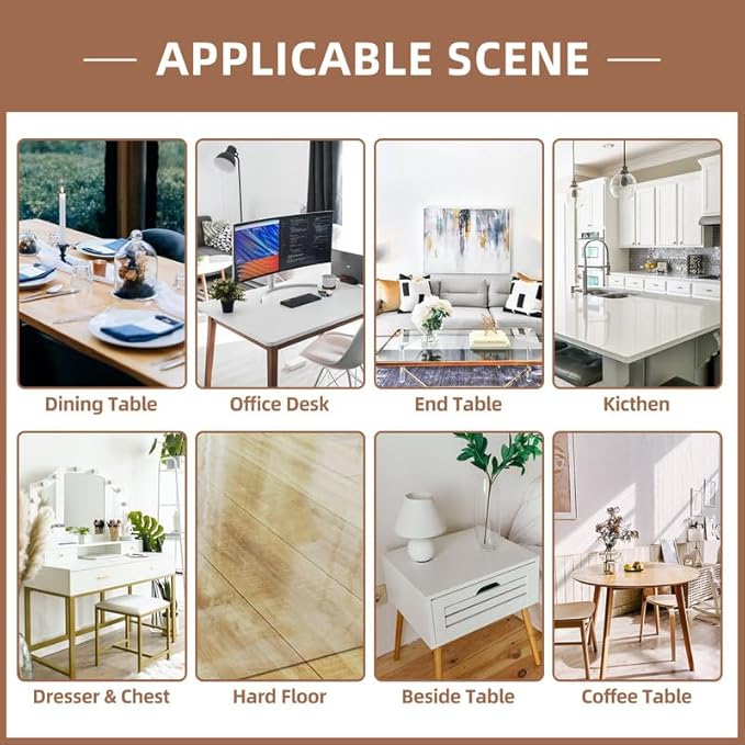 Warmstar Clear Table Cover Protector 60 x 84 Inch,1.5mm Thick Plastic Table Cover Rectangle,PVC Clear Table Protector,Desk Protector Mat for Kitchen, Dresser, Writing Desk，Dining Room Table