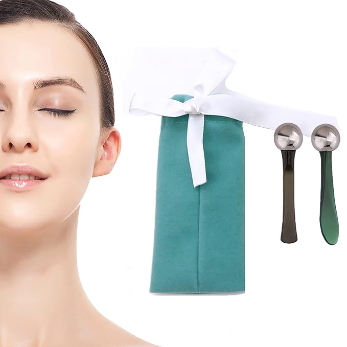 2 PCS Portable Eye Serum Cream Applicator Eyes Massage Tool, Can Be Used As Eyes Cream Spoon, Reduce Eye Swelling Flannel small gift bag