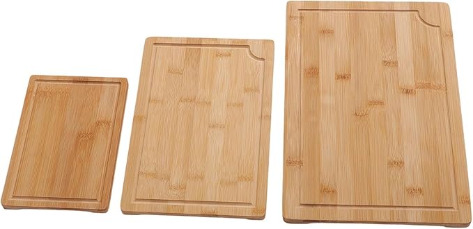 Dpofirs Cutting Board Set With Inner Handles And Grooves | Three Piece Wood Chopping Boards Smooth Surface For Cleaver And Kitchen Prep