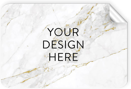 100 Custom Vinyl Stickers - Upload Your own Image, Text, Design, Logo - Personalized Logo Labels for Handmade, Packaging, Bottle, Jars, Candle, Brand Stickers (Gold Marble, 3x2)