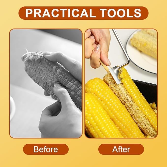 2 Packs Corn Peeler for Corn on the Cob, 2025 Upgraded Corn Stripper for Corn on the Cob, Long Handle Stainless Steel Corn Stripping Tool for Home Kitchen, Easy Clean Corn Cob Peeler as Gift for Women