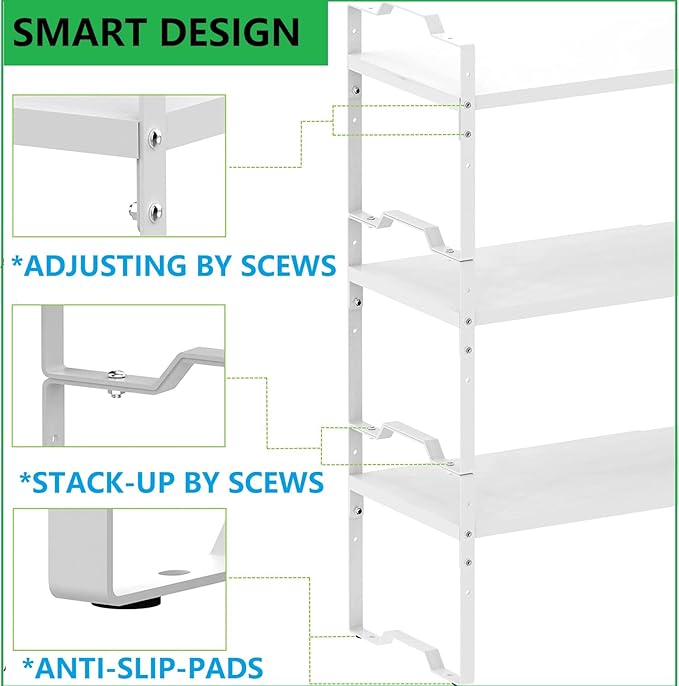 Expandable Shelf for Cabinet Organizer Adjustable Stackable Spice Rack at Kitchen and Bathroom More, Counter Countertop Cupboard Organization Pantry Storage(LARGE/1PACK/WHITE)