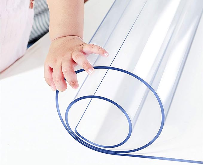 Table Protector Cover Clear Plastic PVC Tablecloth Wipeable Protective Desktop Cover Glass Vinyl Conference Furniture Kitchen Countertop Dining Room Tabletop Protection Pad Office Chair Mat 54x72 Inch