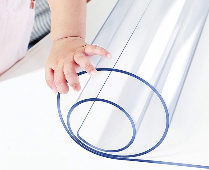 Multi Size 1.5mm Thick Custom Clear Rectangular PVC Table Protector Plastic Tablecloth Furniture Protective Cover Wooden Desk Top Coffee Dining Wood Furniture Buffet End Countertop Mat 40x90 inch