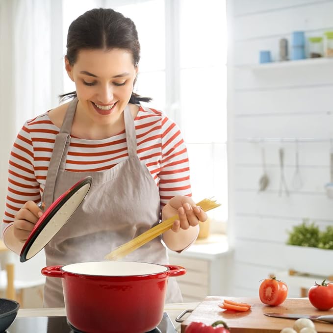 5 Quart Enameled Cast Iron Dutch Oven with Lid, Heavy-Duty Pot Cookware for Bread Sourdough Baking, Braising, Stews, Roasting