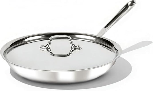 All Clad- D3 12-inch Stainless Steel Frying Pan- 3-Ply Made in USA Cookware-Built to Outlast since 1971- Oven Safe- Induction Compatible