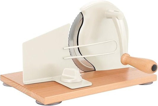 CAWIU Manual Bread Slicer with Hand Crank- Adjustable Thickness Bread Cutter for Even Slices, Perfect for Homemade Sourdough, Sandwich, and More, Cream