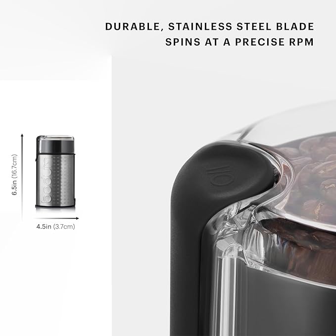 Bodum Bistro Electric Blade Coffee Grinder, Brushed Stainless Steel