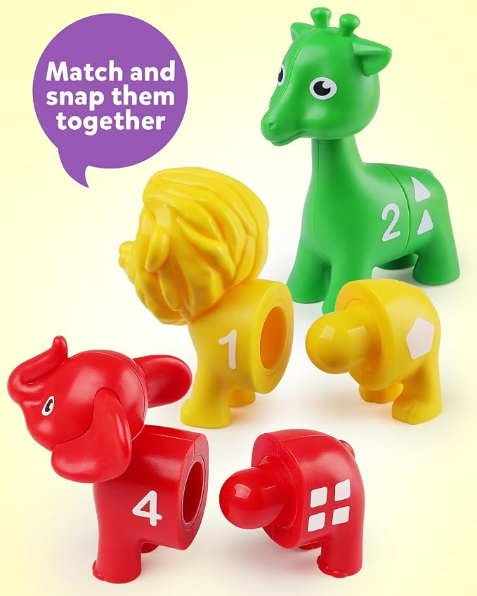 Coogam Number Matching Toy Set, 10pcs Double-Sided Animal Number Counting Game, Preschool Montessori Fine Motor Skill Mathematics Educational Toys for 3 4 5 Year